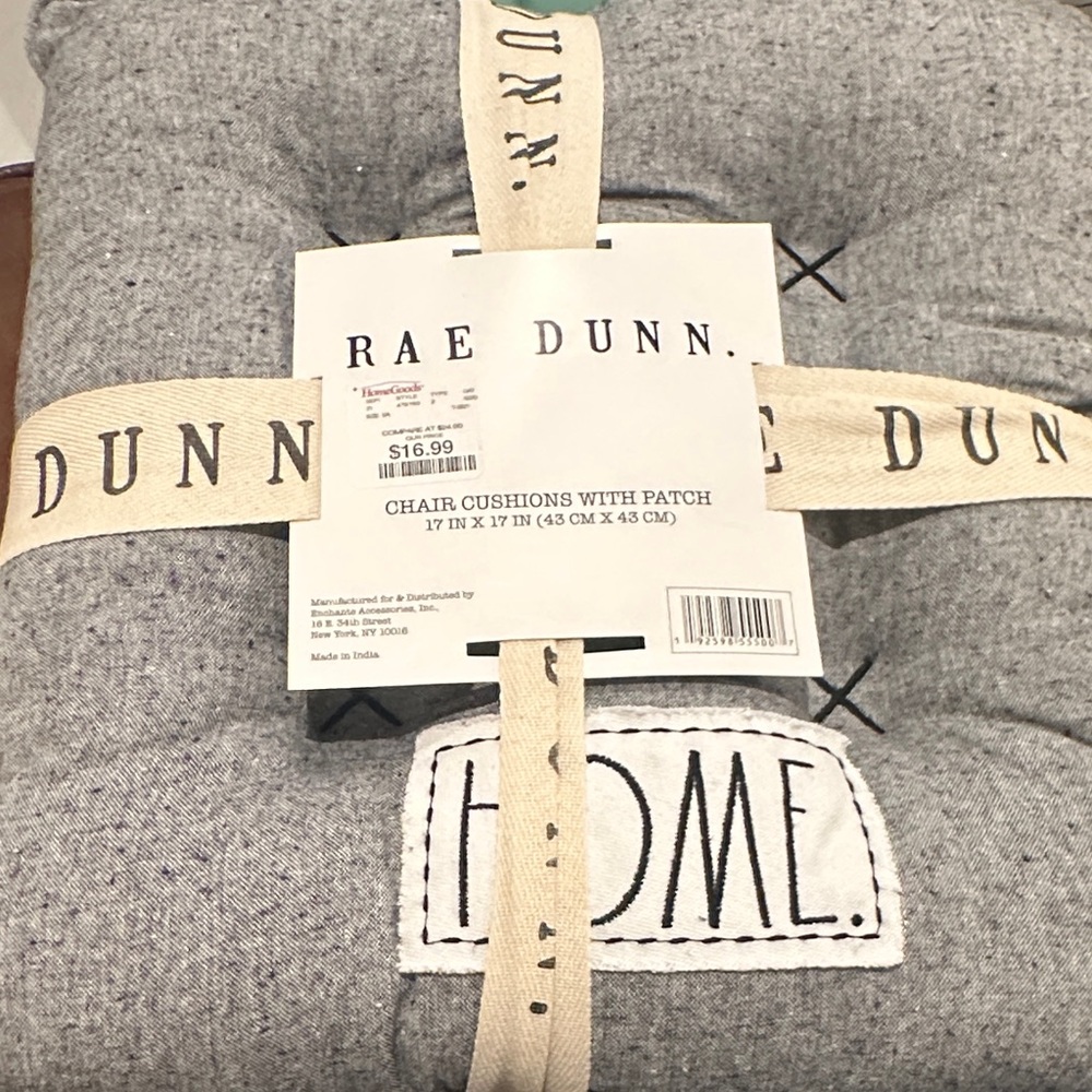 NWT Rae Dunn Gray Cushions with Home Patch set of 2.
